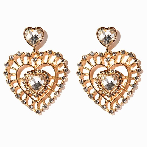 Can’t Resist Me Gold Rhinestone Earrings NEW 🏷️ - Picture 1 of 2